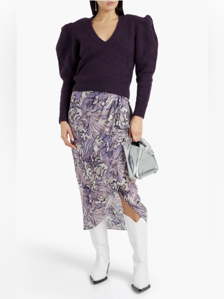 (Nwt) Iro Over Brushed Wool-Blend Sweater. Size Xs. Color Grape